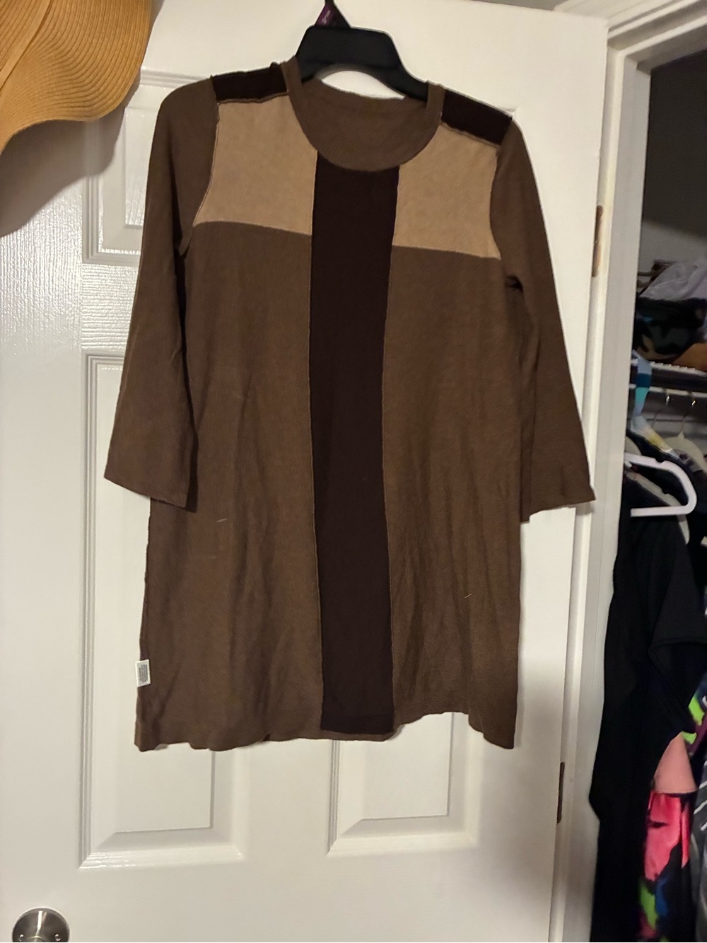 Style & Co. Brown & Tan Colorblock Tunic